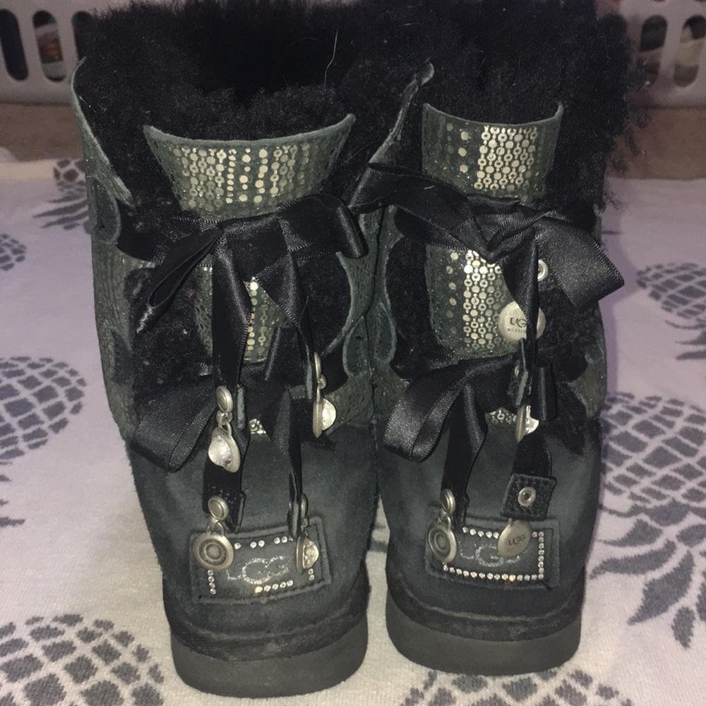 Silver and black ugg boots